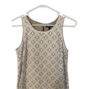 Apt 9 Women's Eyelet Shift Dress Ivory White Beige Petite XS Spring Summer Dress